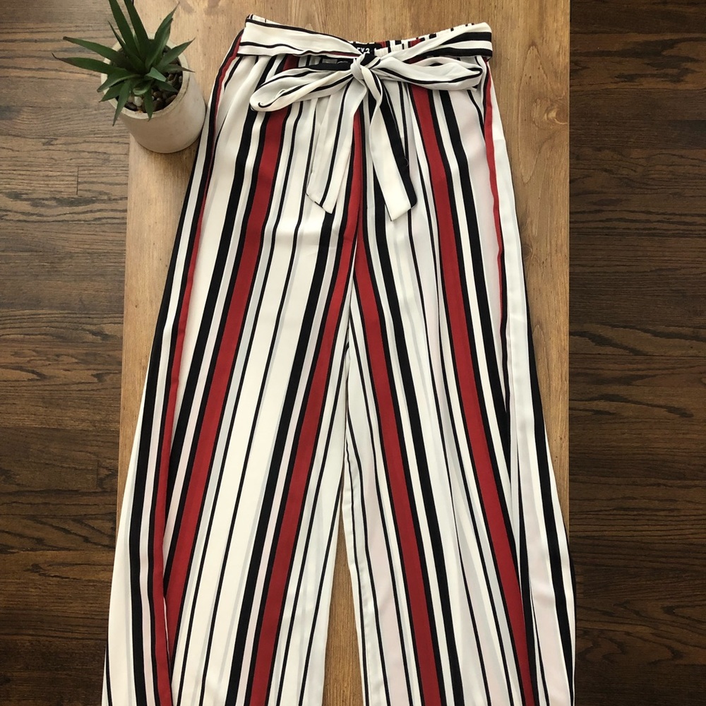 🎉HP🎉NWT Audrey 3+1 Striped Flowy Pants with Tie